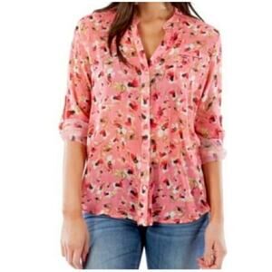 4101) Kut from the Cloth floral Sheers Jasmine Roll Sleeve Blouse Medium